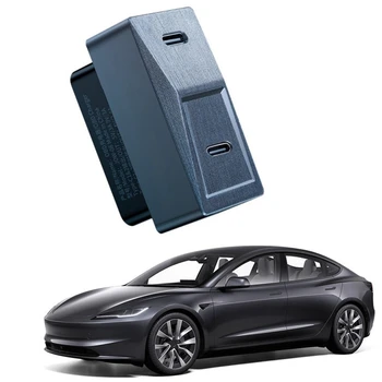 Для Tesla модель 3 Highland 2024 Запасные части OBD адаптер Быстрая зарядка 27 Вт Подключи и играй USB-C с двумя портами