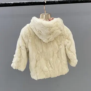 Зимнее теплое пальто из натурального меха кролика Рекс для девочек, детское пальто из натурального меха лисы, детская зимняя свободная куртка из натурального короткого меха